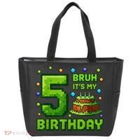 Bruh It'S My 5th Birthday Boy Gamer Pixel 5 Year Old Tote Bag thumb 0
