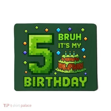 Bruh It'S My 5th Birthday Boy Gamer Pixel 5 Year Old Mousepad