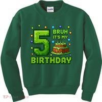 Bruh It'S My 5th Birthday Boy Gamer Pixel 5 Year Old Kids Sweatshirt thumb 0