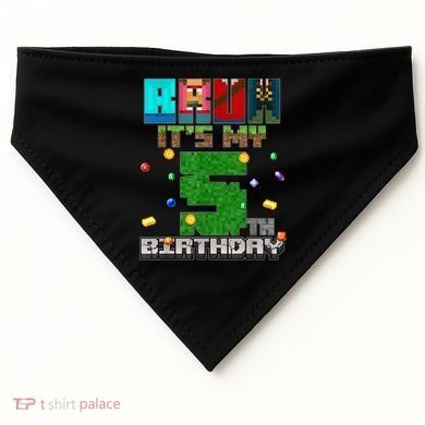 Bruh It'S My 5th Birthday Video Game Pixel Bday USA-Made Doggie Bandana