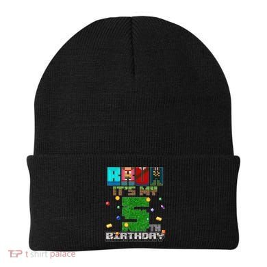 Bruh It'S My 5th Birthday Video Game Pixel Bday Beanie