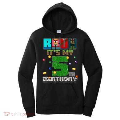 Bruh It'S My 5th Birthday Video Game Pixel Bday Women's Hoodie