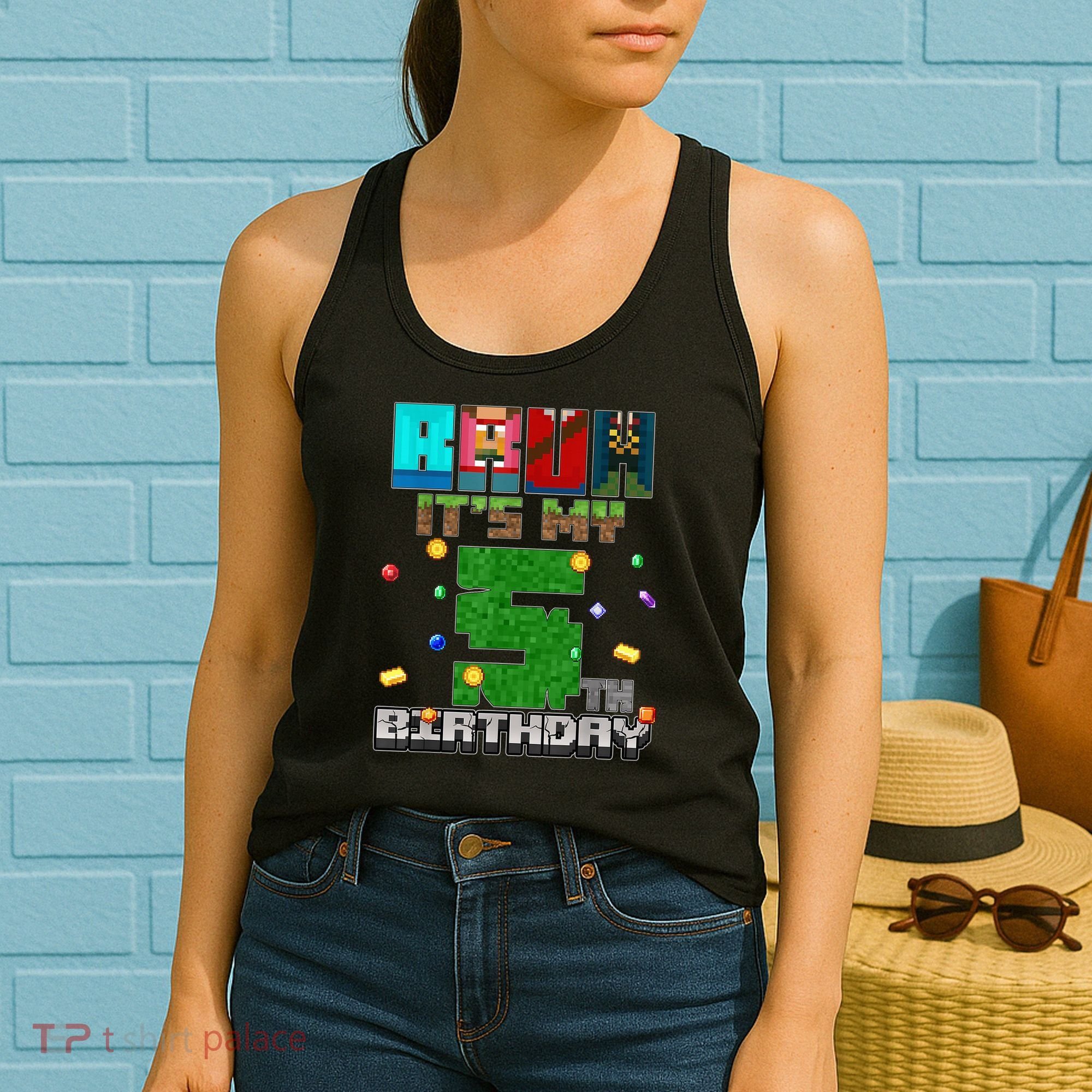 Bruh It'S My 5th Birthday Video Game Pixel Bday Women's Tank Top