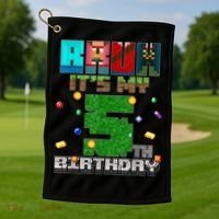 Bruh It'S My 5th Birthday Video Game Pixel Bday Golf Towel thumb 1