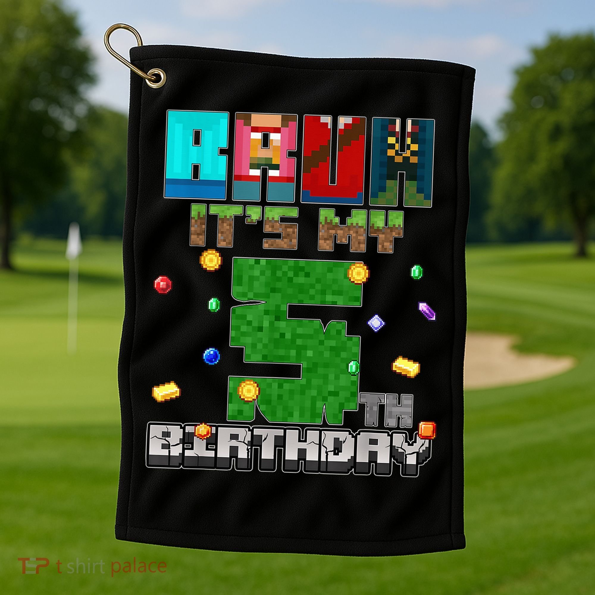 Bruh It'S My 5th Birthday Video Game Pixel Bday Golf Towel