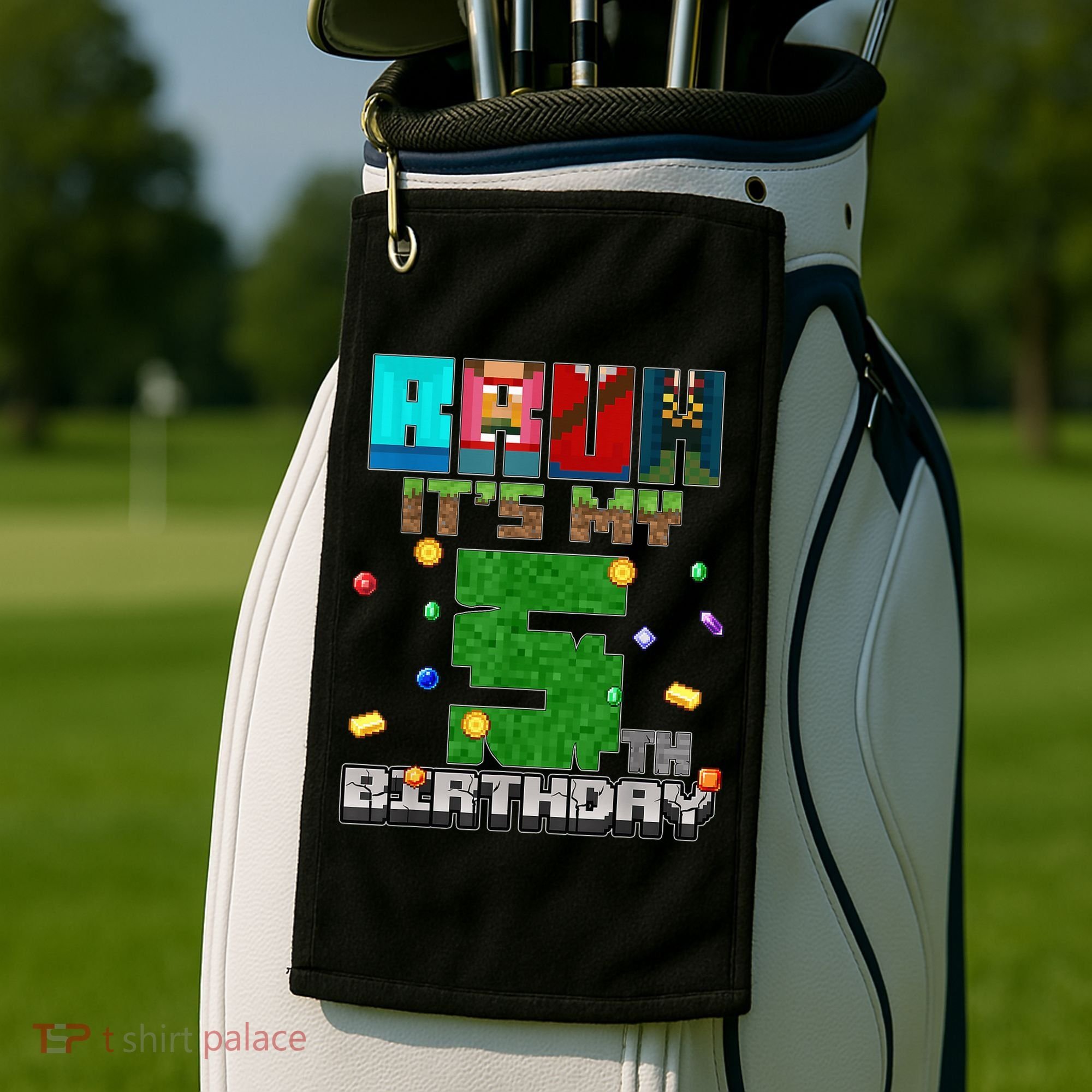 Bruh It'S My 5th Birthday Video Game Pixel Bday Golf Towel