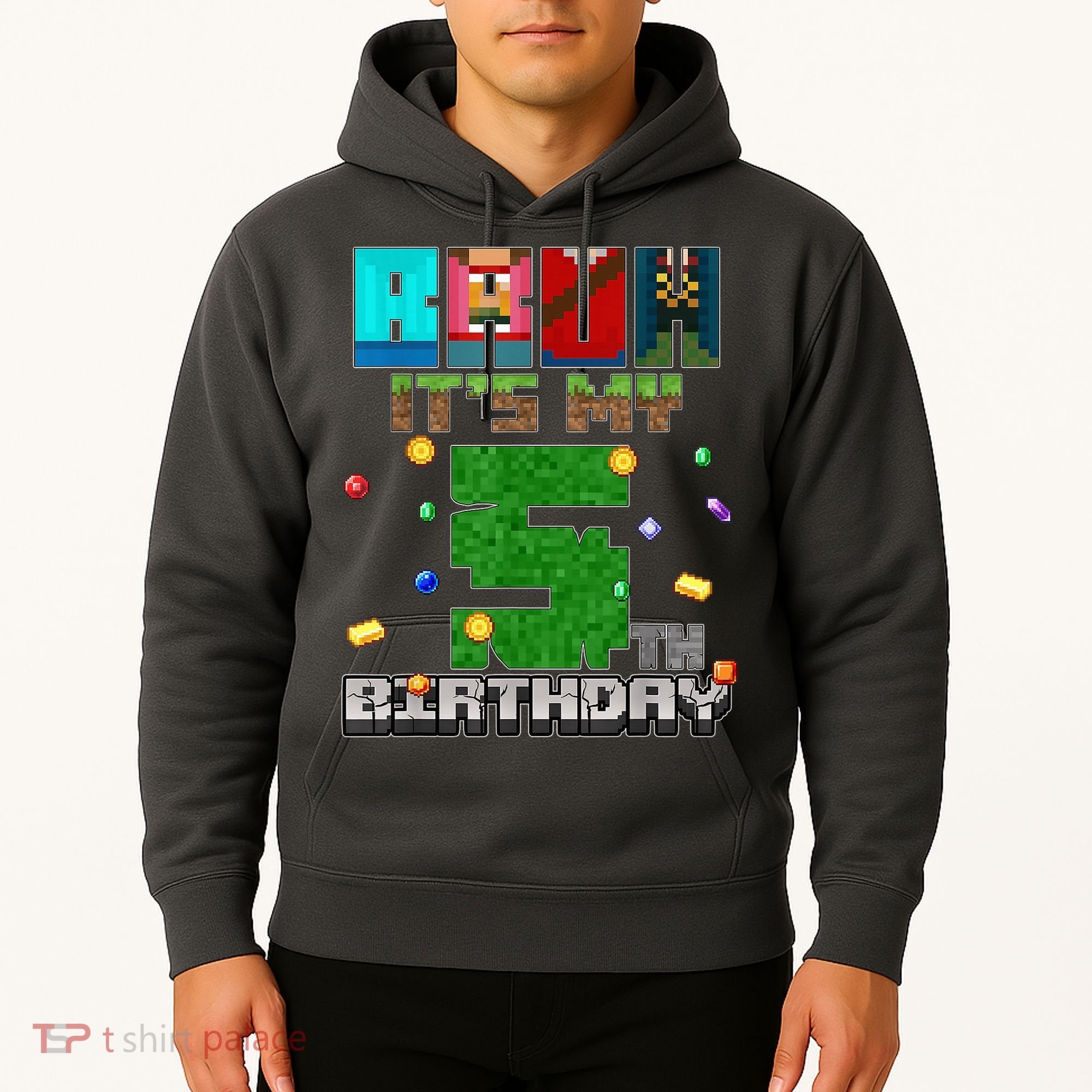 Bruh It'S My 5th Birthday Video Game Pixel Bday Hoodie