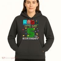 Bruh It'S My 5th Birthday Video Game Pixel Bday Hoodie thumb 5