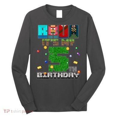 Bruh It'S My 5th Birthday Video Game Pixel Bday Long Sleeve Shirt