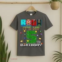 Bruh It'S My 5th Birthday Video Game Pixel Bday T-Shirt thumb 2