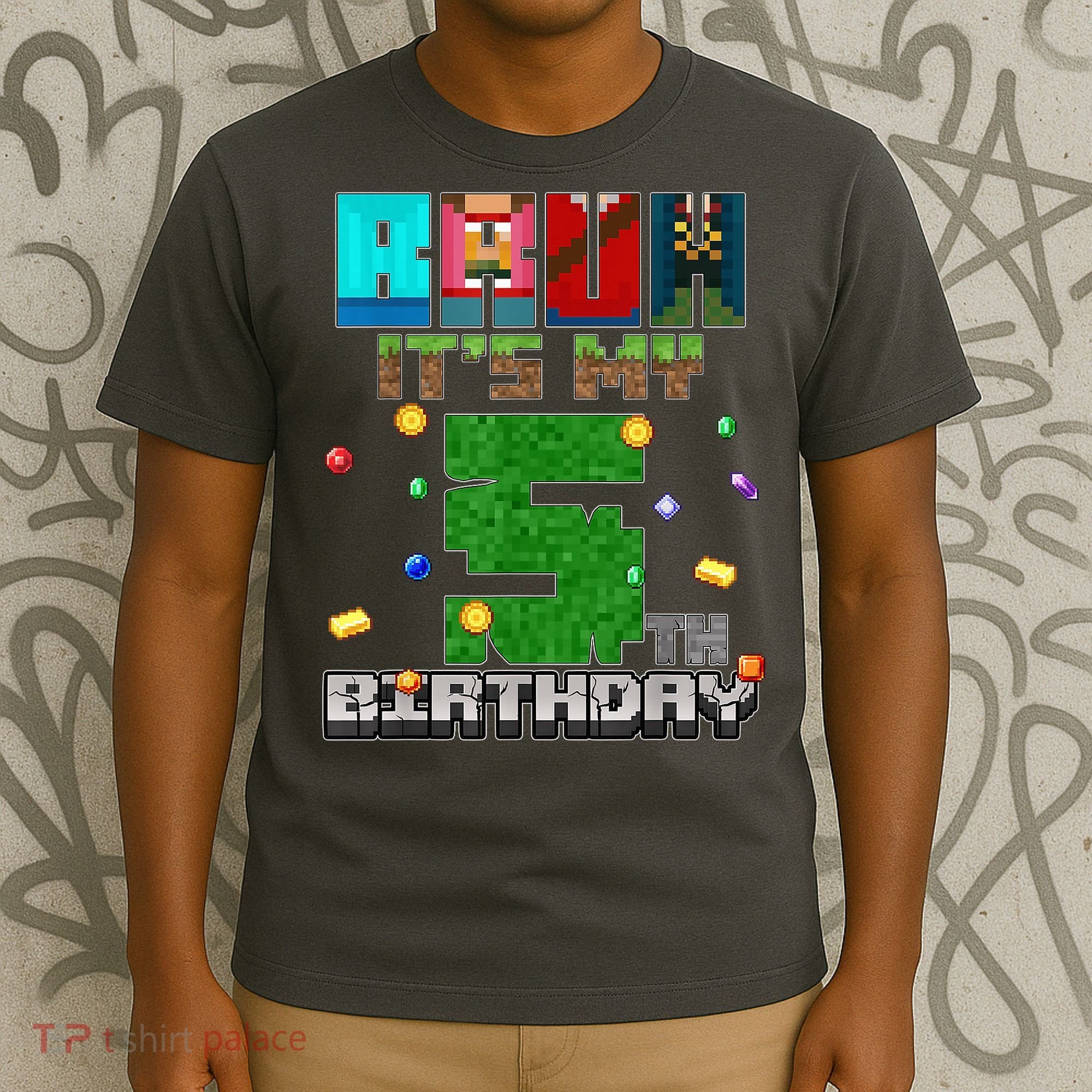 Bruh It'S My 5th Birthday Video Game Pixel Bday T-Shirt