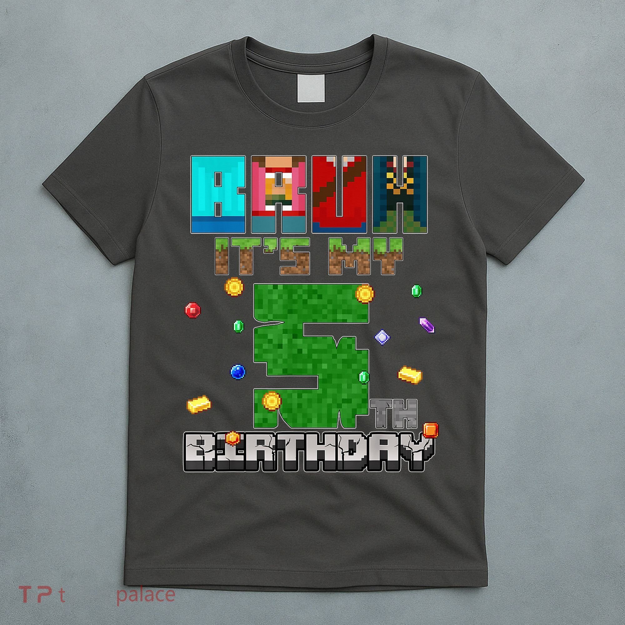Bruh It'S My 5th Birthday Video Game Pixel Bday T-Shirt