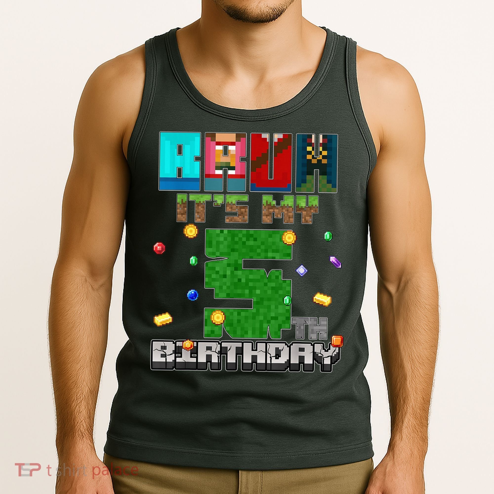 Bruh It'S My 5th Birthday Video Game Pixel Bday Tank Top
