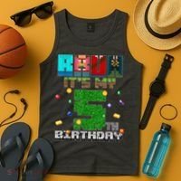 Bruh It'S My 5th Birthday Video Game Pixel Bday Tank Top thumb 4