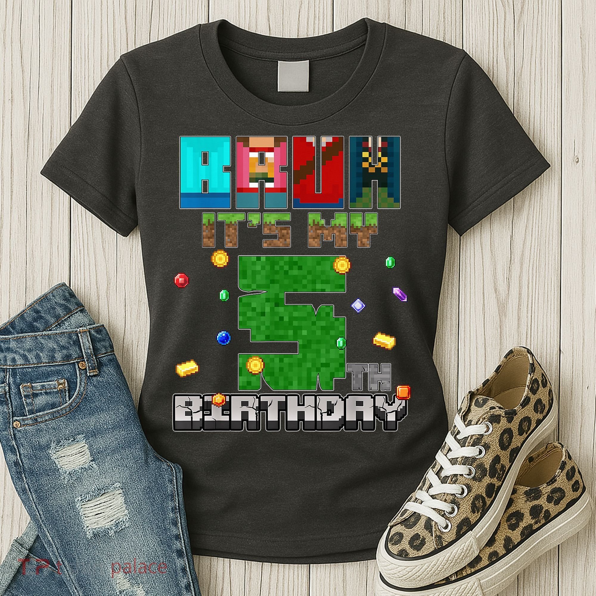 Bruh It'S My 5th Birthday Video Game Pixel Bday Women's T-Shirt