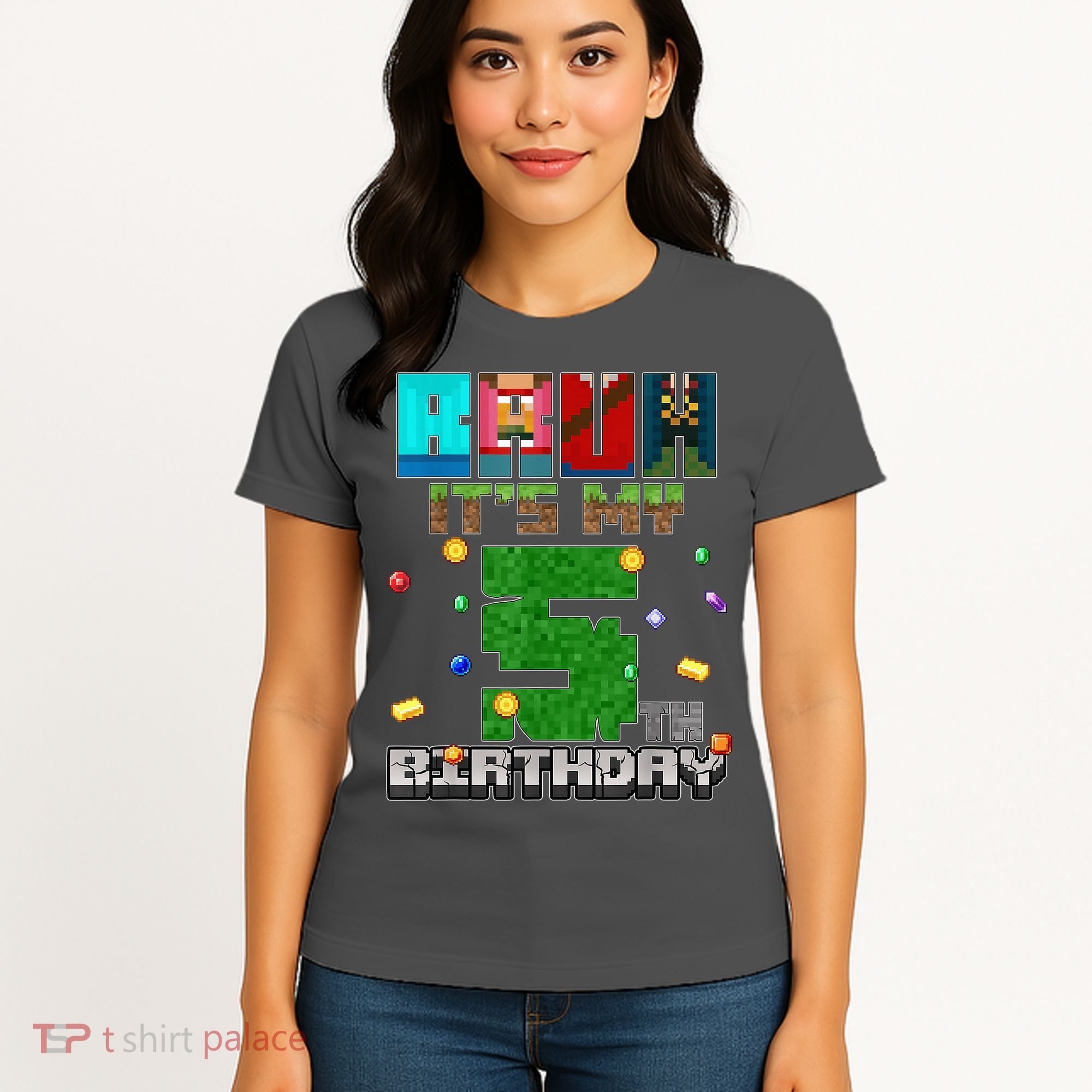 Bruh It'S My 5th Birthday Video Game Pixel Bday Women's T-Shirt