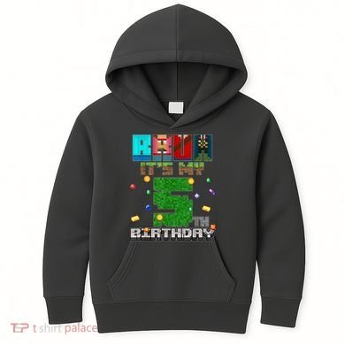 Bruh It'S My 5th Birthday Video Game Pixel Bday Kids Hoodie