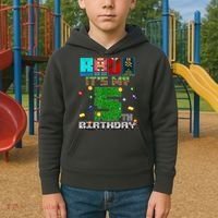Bruh It'S My 5th Birthday Video Game Pixel Bday Kids Hoodie thumb 2