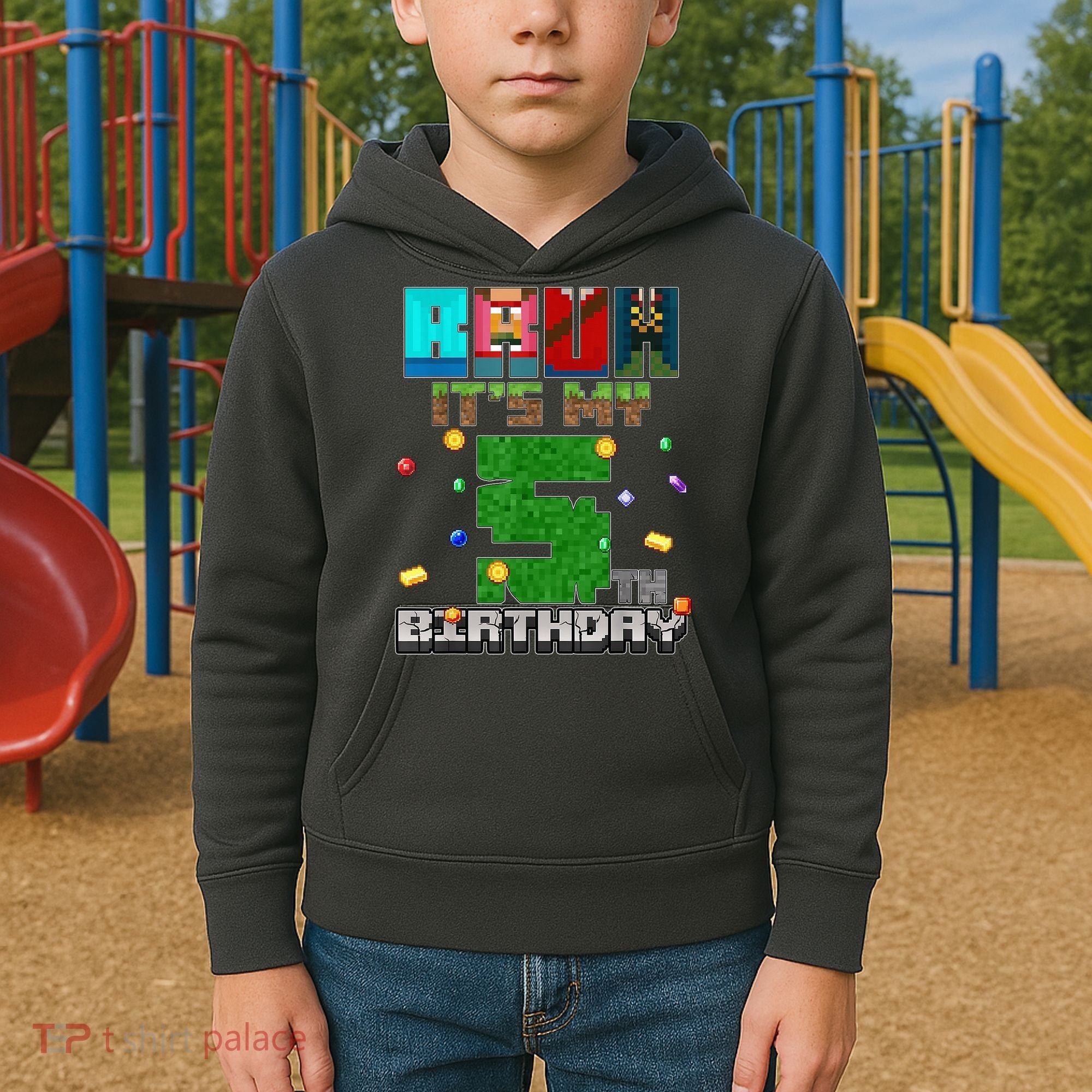 Bruh It'S My 5th Birthday Video Game Pixel Bday Kids Hoodie