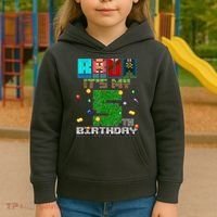 Bruh It'S My 5th Birthday Video Game Pixel Bday Kids Hoodie thumb 3