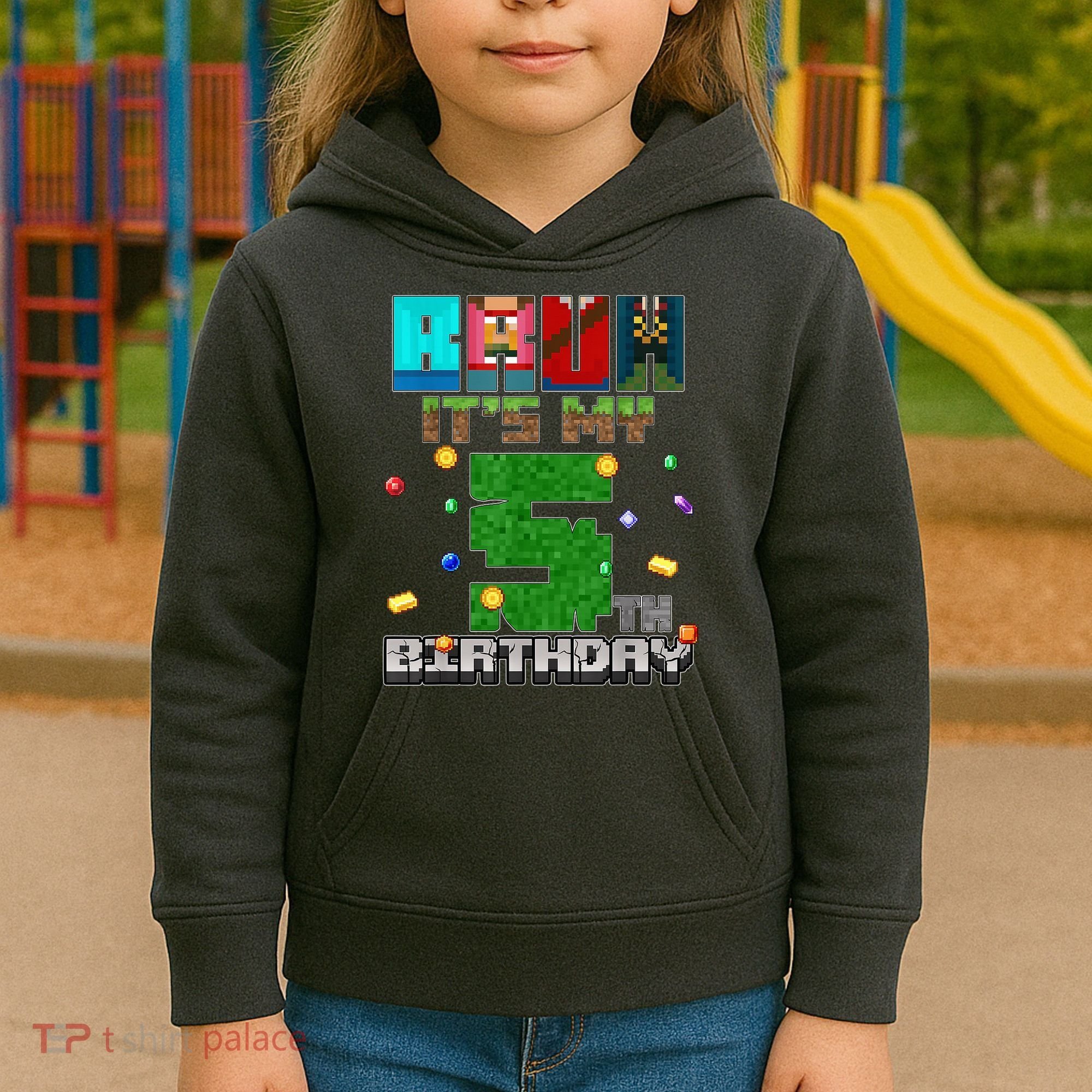Bruh It'S My 5th Birthday Video Game Pixel Bday Kids Hoodie