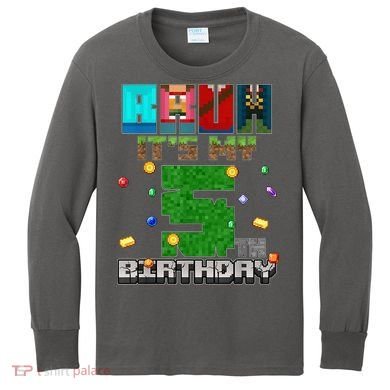 Bruh It'S My 5th Birthday Video Game Pixel Bday Kids Long Sleeve Shirt