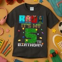 Bruh It'S My 5th Birthday Video Game Pixel Bday Kids T-Shirt thumb 3