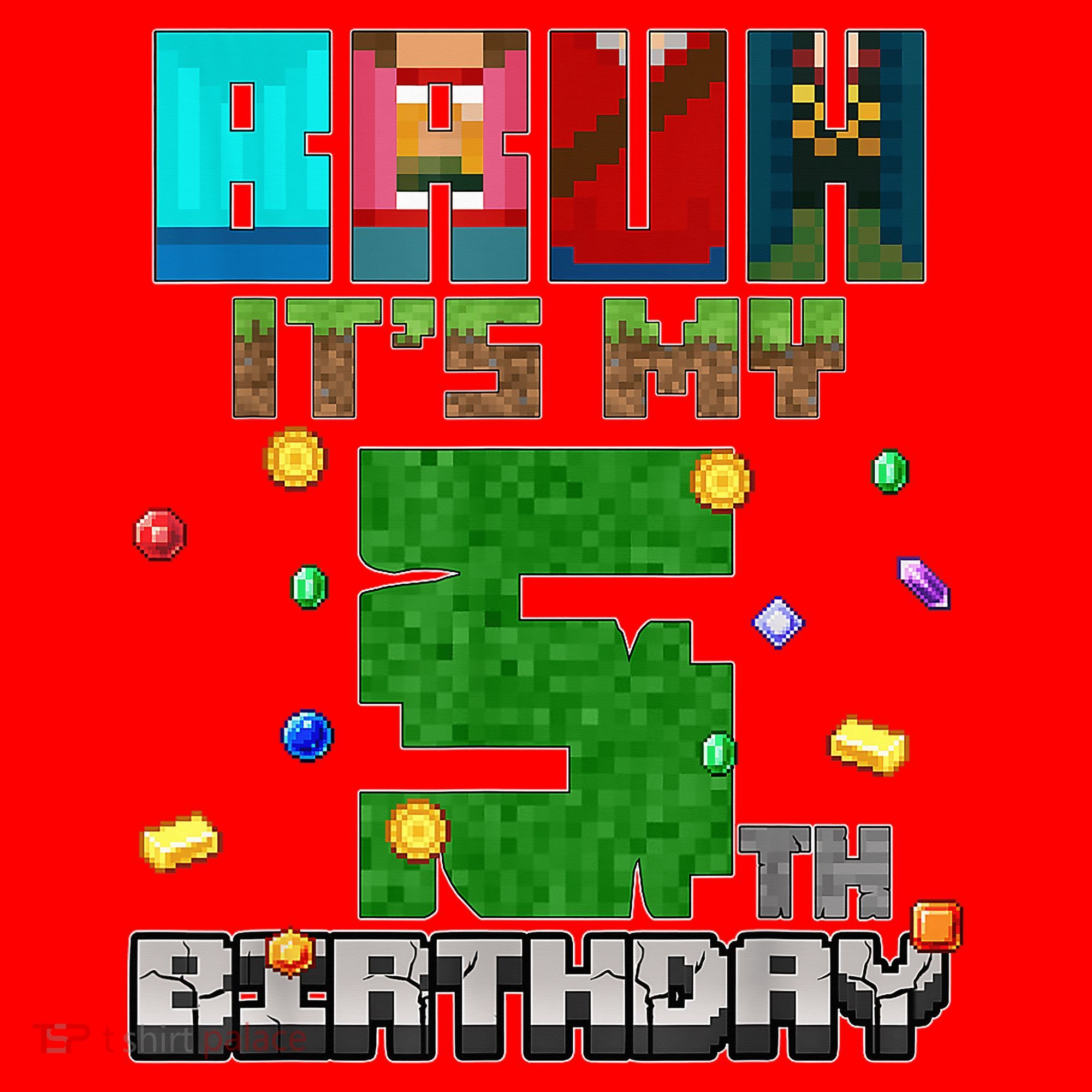Bruh It'S My 5th Birthday Video Game Pixel Bday Santa Hat