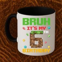 Bruh It'S My 6th Birthday 6 Years Old Birthday Gaming Pixel Coffee Mug thumb 2