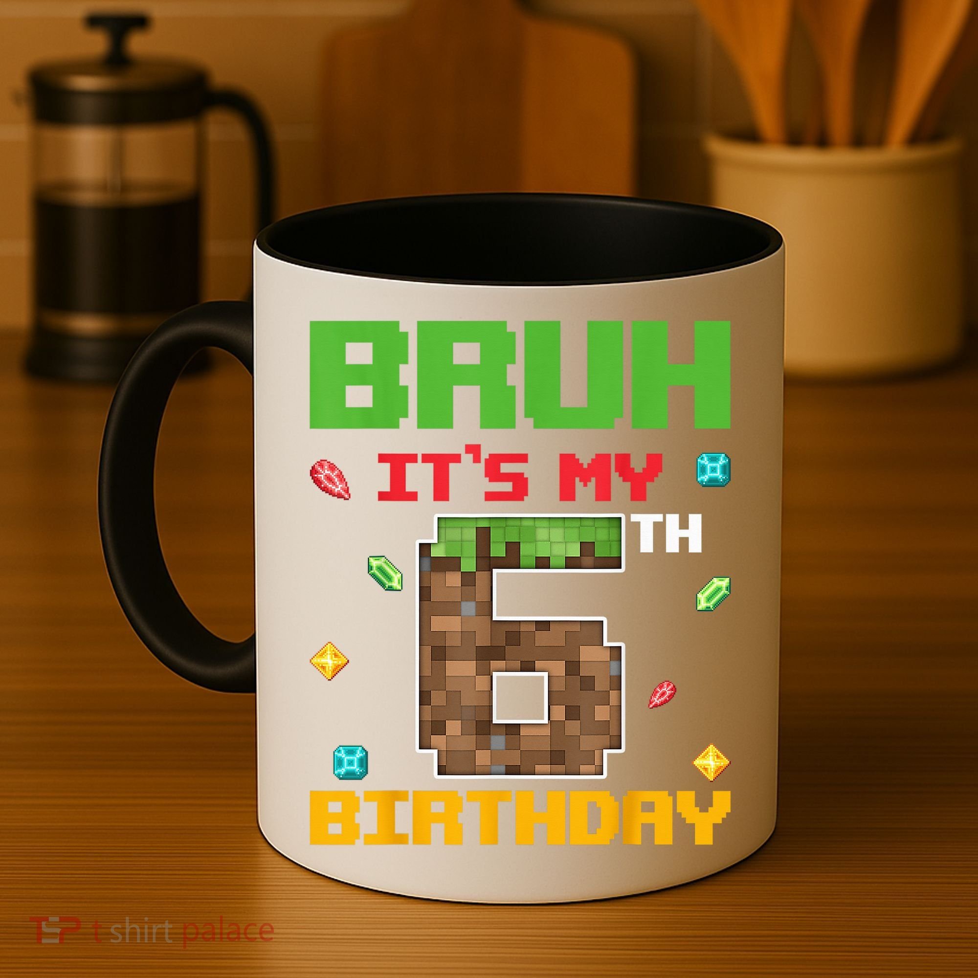 Bruh It'S My 6th Birthday 6 Years Old Birthday Gaming Pixel Coffee Mug