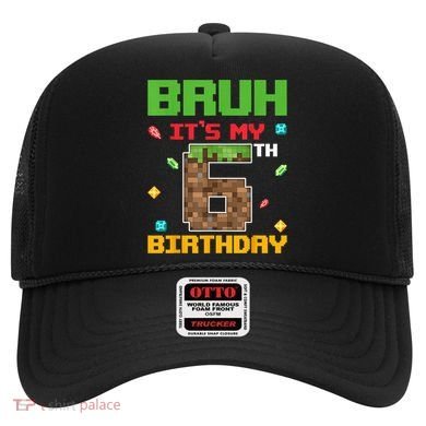 Bruh It'S My 6th Birthday 6 Years Old Birthday Gaming Pixel Hat