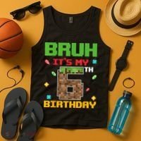 Bruh It'S My 6th Birthday 6 Years Old Birthday Gaming Pixel Tank Top thumb 4