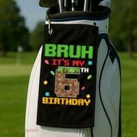 Bruh It'S My 6th Birthday 6 Years Old Birthday Gaming Pixel Golf Towel thumb 2