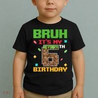Bruh It'S My 6th Birthday 6 Years Old Birthday Gaming Pixel Toddler T-Shirt thumb 2
