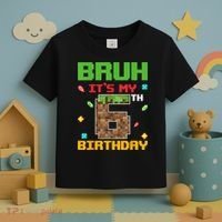 Bruh It'S My 6th Birthday 6 Years Old Birthday Gaming Pixel Toddler T-Shirt thumb 3