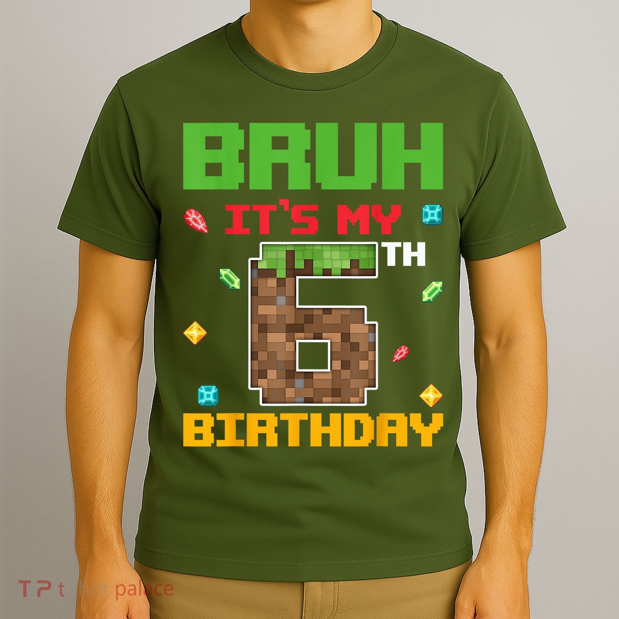 Bruh It'S My 6th Birthday 6 Years Old Birthday Gaming Pixel T-Shirt