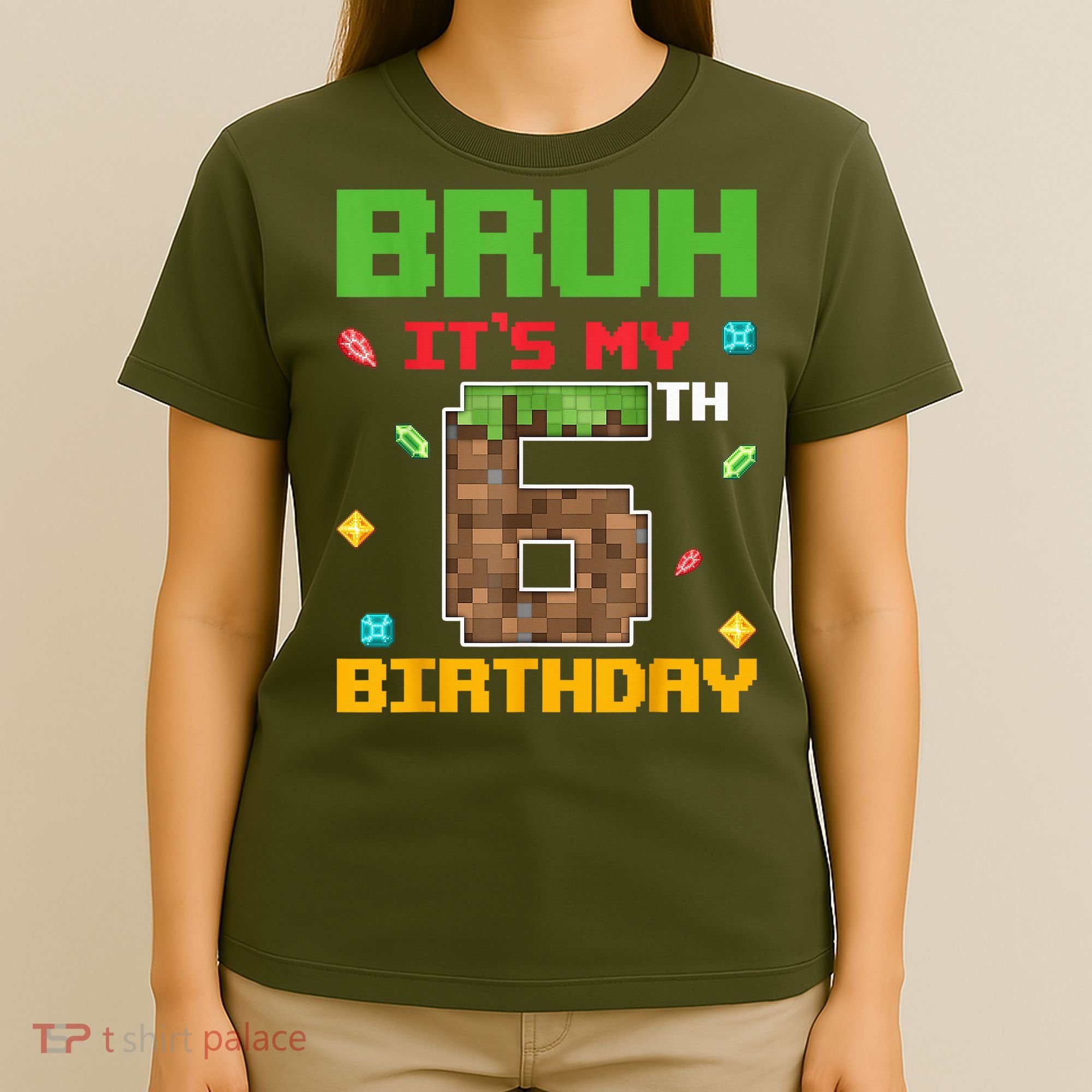 Bruh It'S My 6th Birthday 6 Years Old Birthday Gaming Pixel T-Shirt