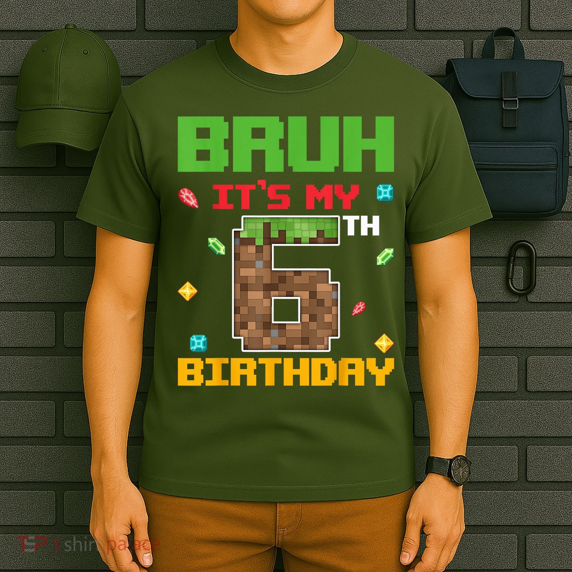 Bruh It'S My 6th Birthday 6 Years Old Birthday Gaming Pixel T-Shirt