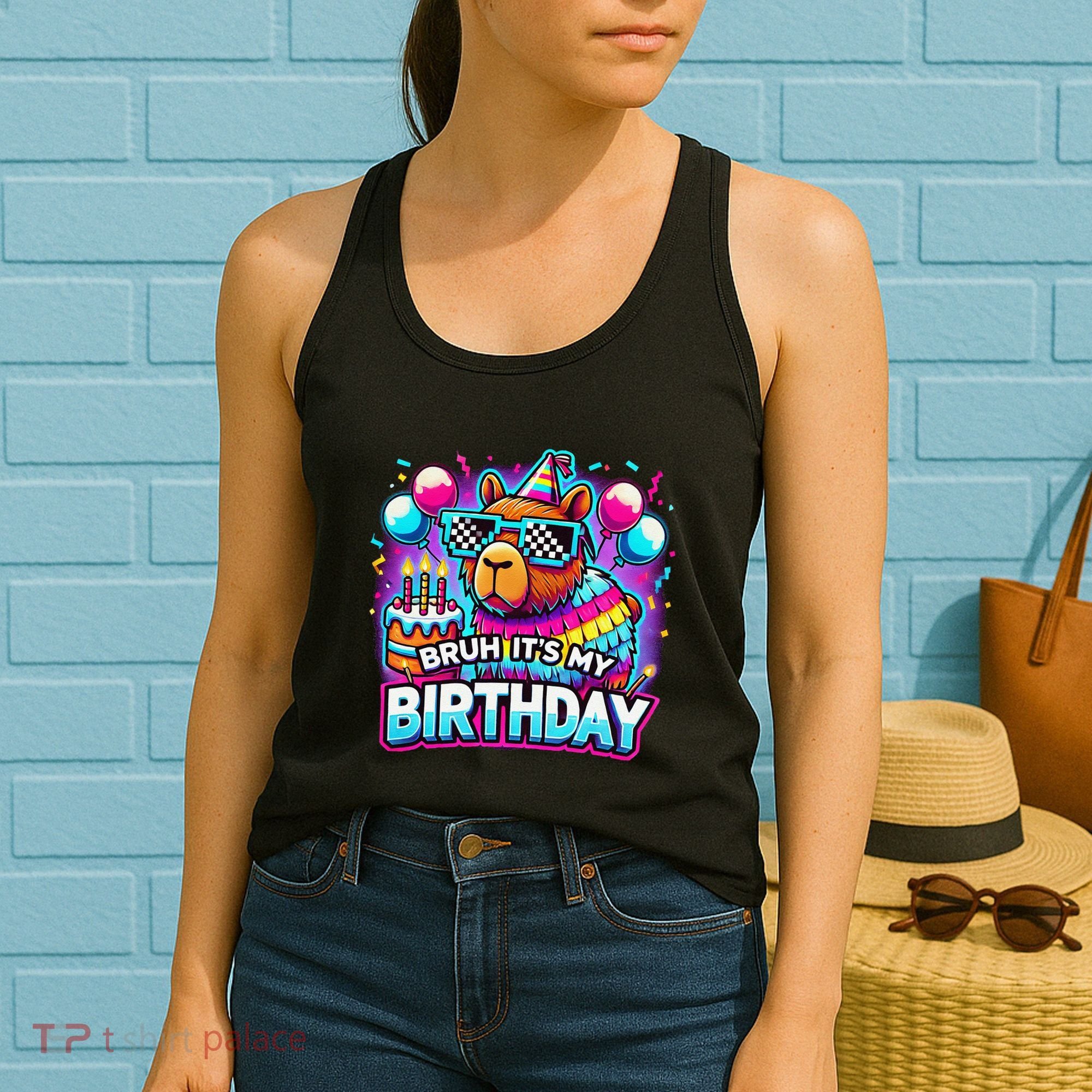 Bruh Its My Birthday Capybara Family Party Bday Gift Women's Tank Top