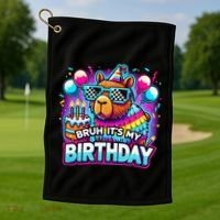 Bruh Its My Birthday Capybara Family Party Bday Gift Golf Towel thumb 1