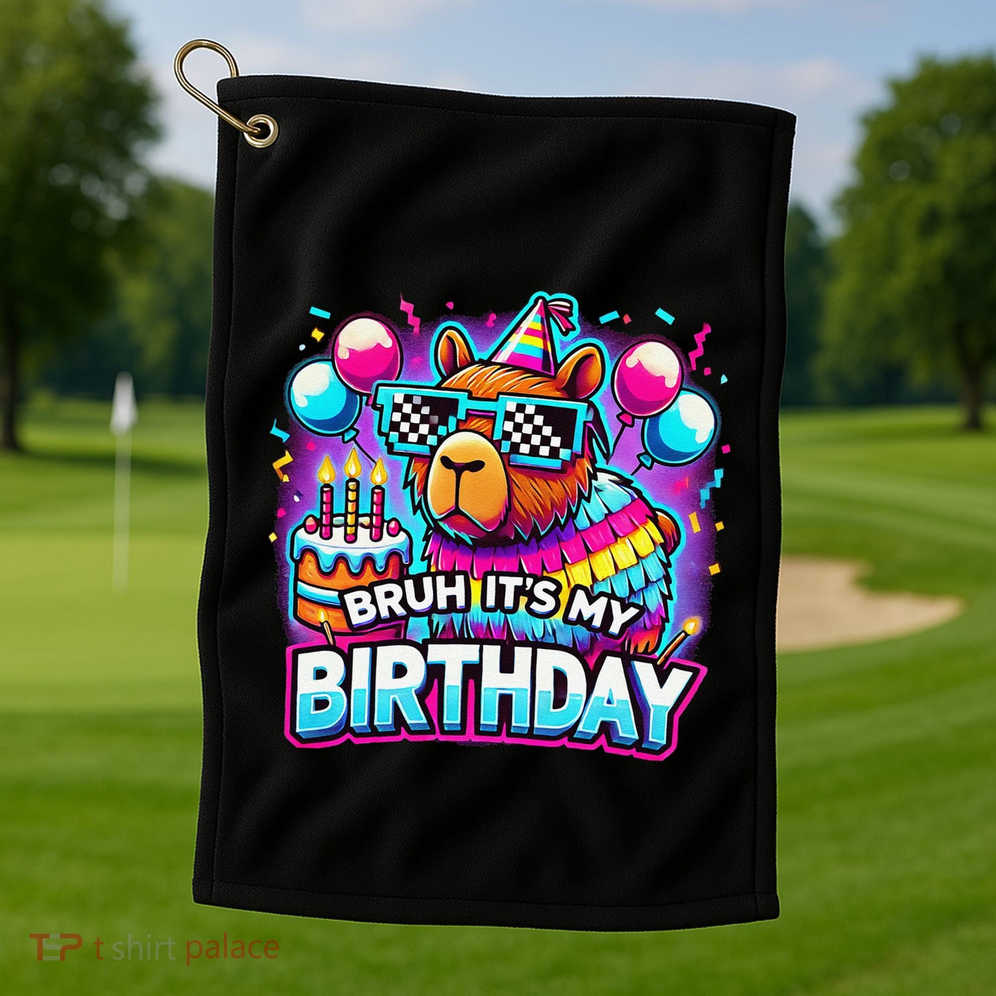Bruh Its My Birthday Capybara Family Party Bday Gift Golf Towel