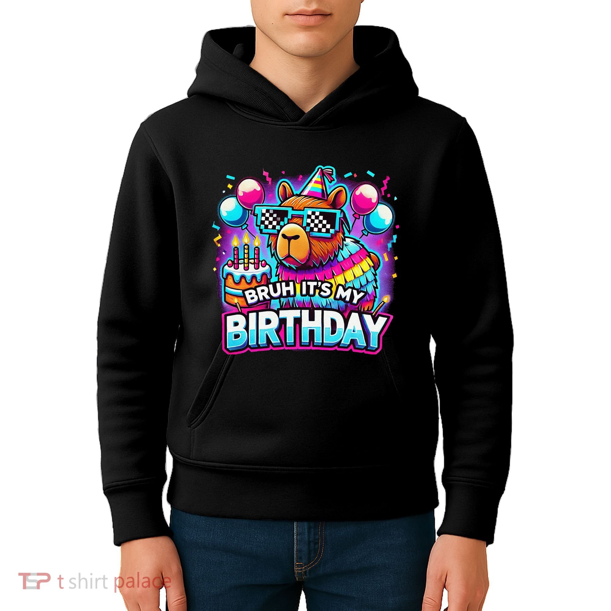 Bruh Its My Birthday Capybara Family Party Bday Gift Kids Hoodie