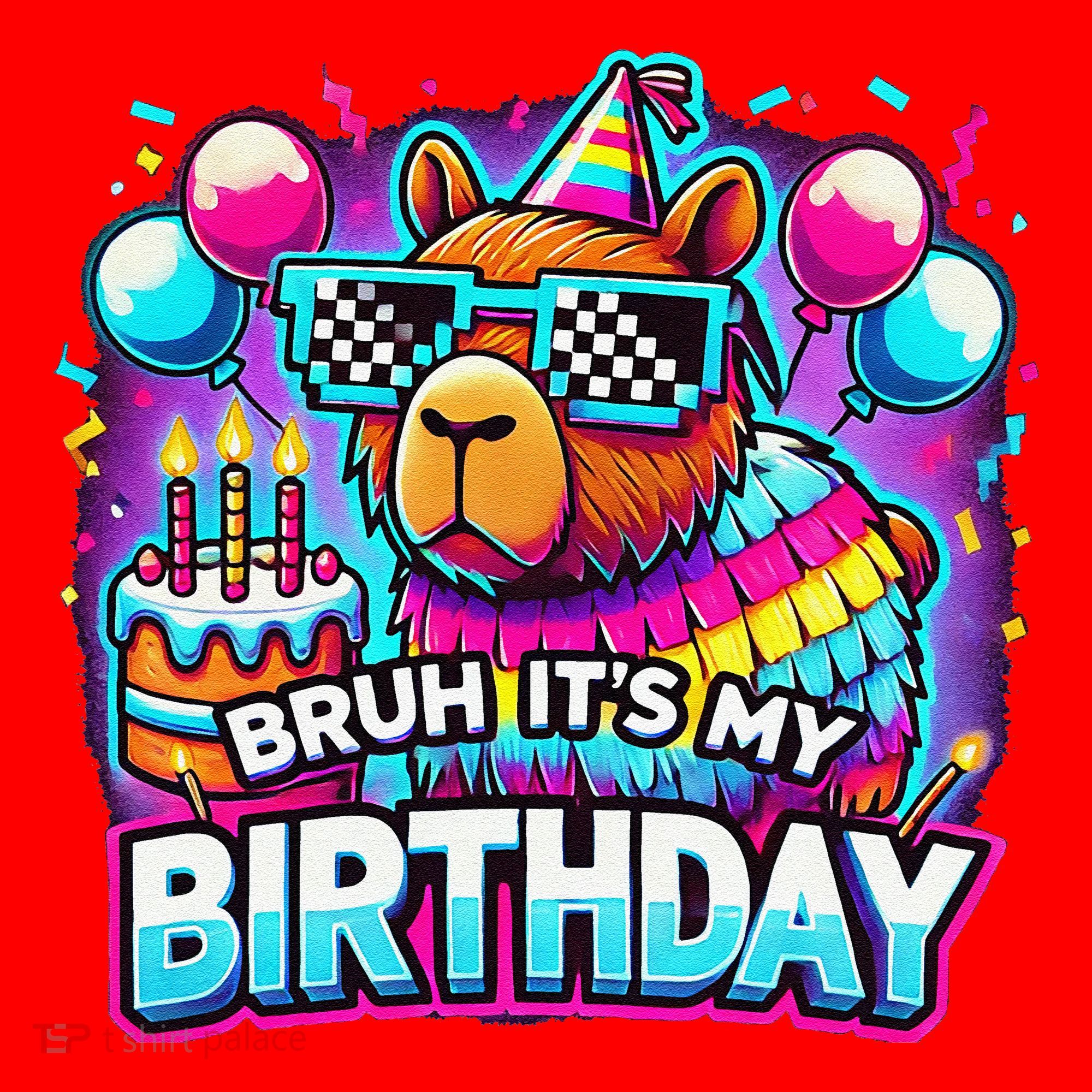 Bruh Its My Birthday Capybara Family Party Bday Gift Santa Hat