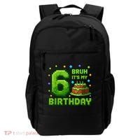 Bruh It'S My 6th Birthday Boy Gamer Pixel 6 Year Old Backpack thumb 0
