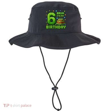 Bruh It'S My 6th Birthday Boy Gamer Pixel 6 Year Old Bucket Hat