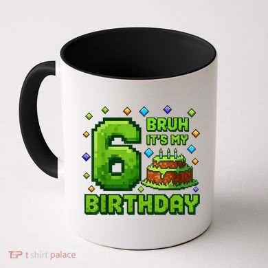 Bruh It'S My 6th Birthday Boy Gamer Pixel 6 Year Old Coffee Mug