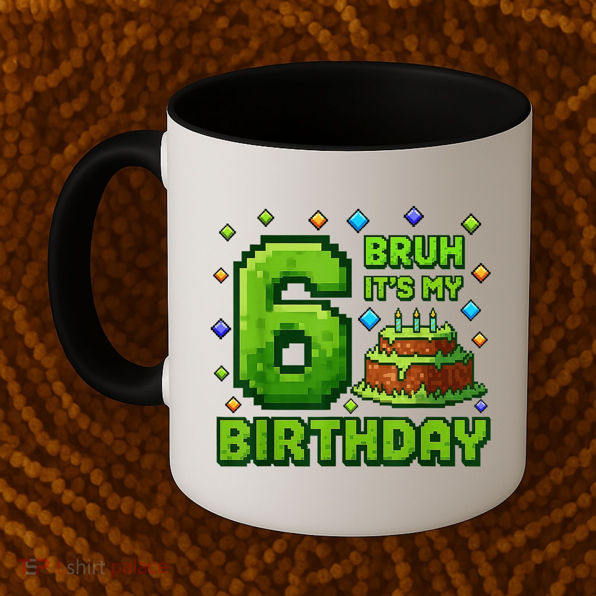 Bruh It'S My 6th Birthday Boy Gamer Pixel 6 Year Old Coffee Mug