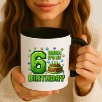 Bruh It'S My 6th Birthday Boy Gamer Pixel 6 Year Old Coffee Mug thumb 3