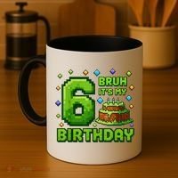 Bruh It'S My 6th Birthday Boy Gamer Pixel 6 Year Old Coffee Mug thumb 4