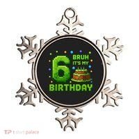 Bruh It'S My 6th Birthday Boy Gamer Pixel 6 Year Old Ornament thumb 0